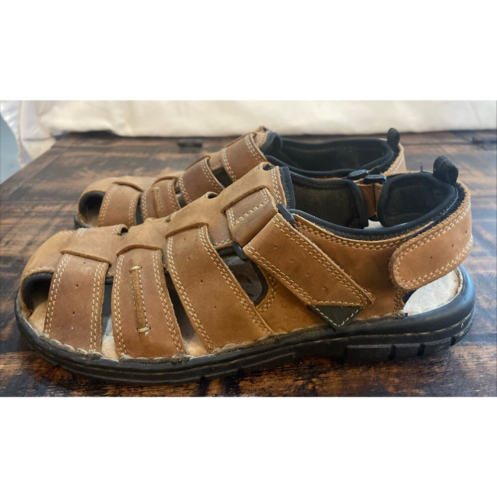 Mens Brown Leather Fisherman Sandals MOUNTAIN CREEK Size 9 Casual Shoes